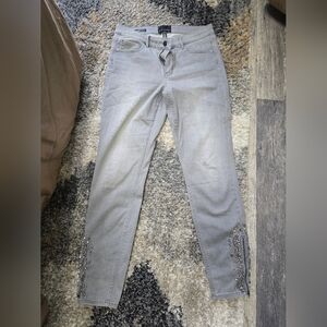 Gray Women's Jeans with Embellishments